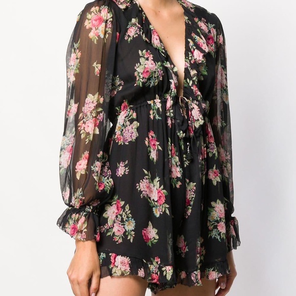 Zimmermann Honour Floating Ruffle Black Playsuit - Picture 2 of 10